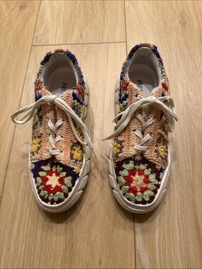 Free People Multicolor Crochet Knit Sneakers